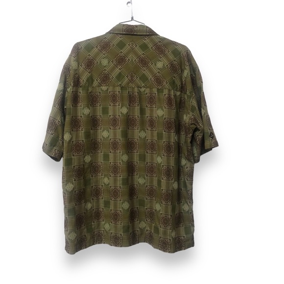 Prana Green Embroidered Short Sleeve Casual Button Down Shirt Size XL - Picture 5 of 5